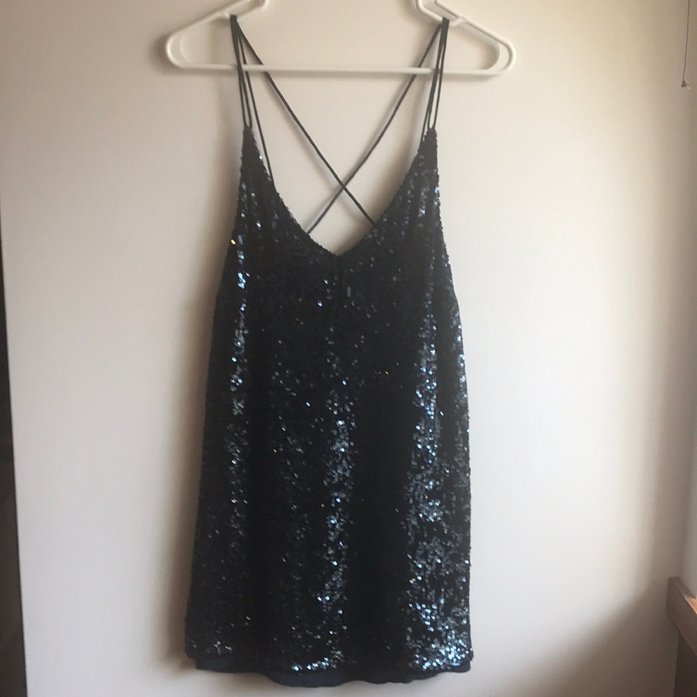 FREE PEOPLE NAVY SEQUIN MINI DRESS